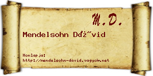 Mendelsohn Dávid névjegykártya